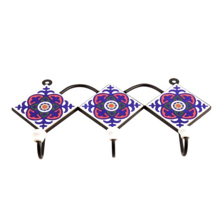 Navy Blue White Red Wheel Tiles Hook